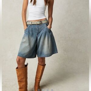 We The Free Blue Denim Bermudas